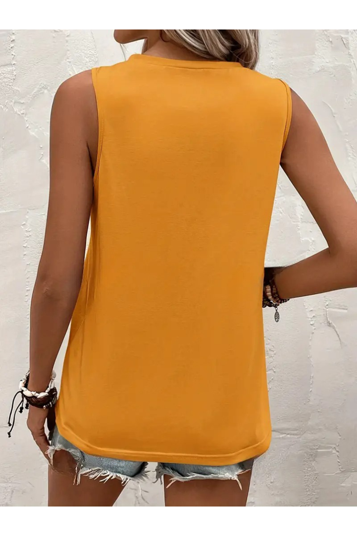 Kadın Kolsuz Bisiklet Yaka önden şerit Detaylı Viskon Bluz