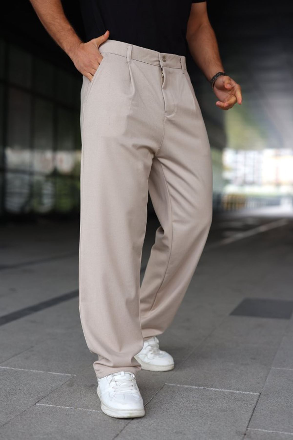 Erkek Beli Lastikli Baggy Pantolon