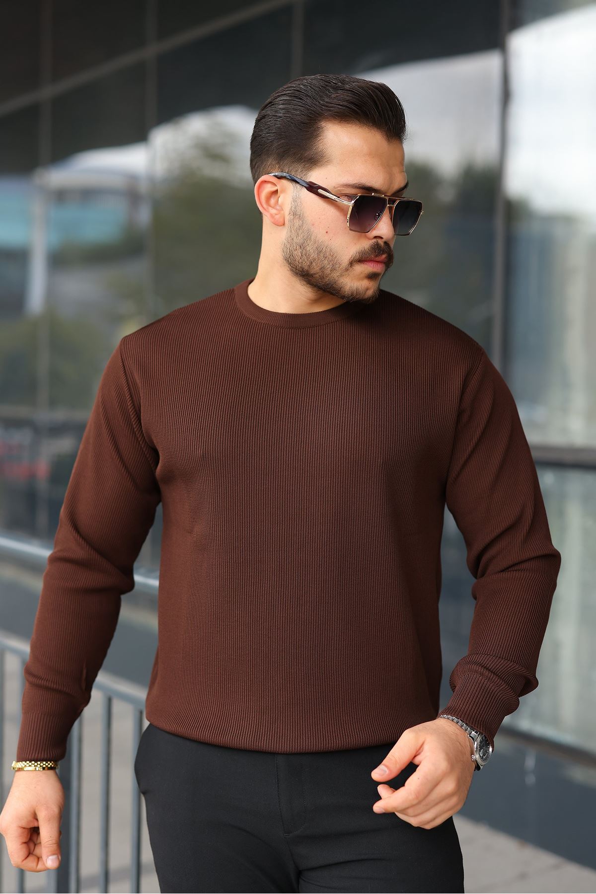 Erkek Selanik Örme Bisiklet Yaka Triko