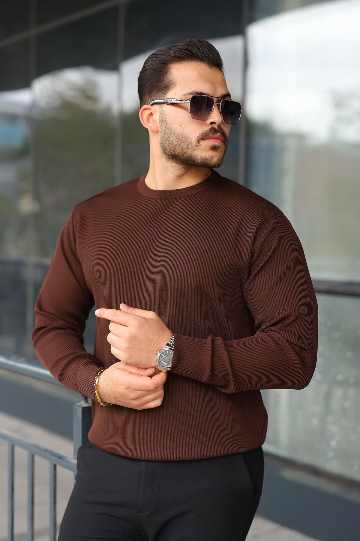 Erkek Selanik Örme Bisiklet Yaka Triko