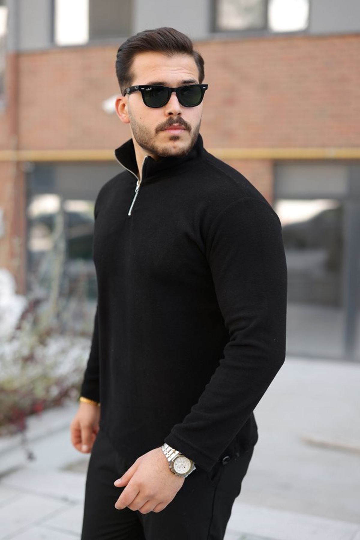 Erkek Zip Yaka Beli Lastikli Polar