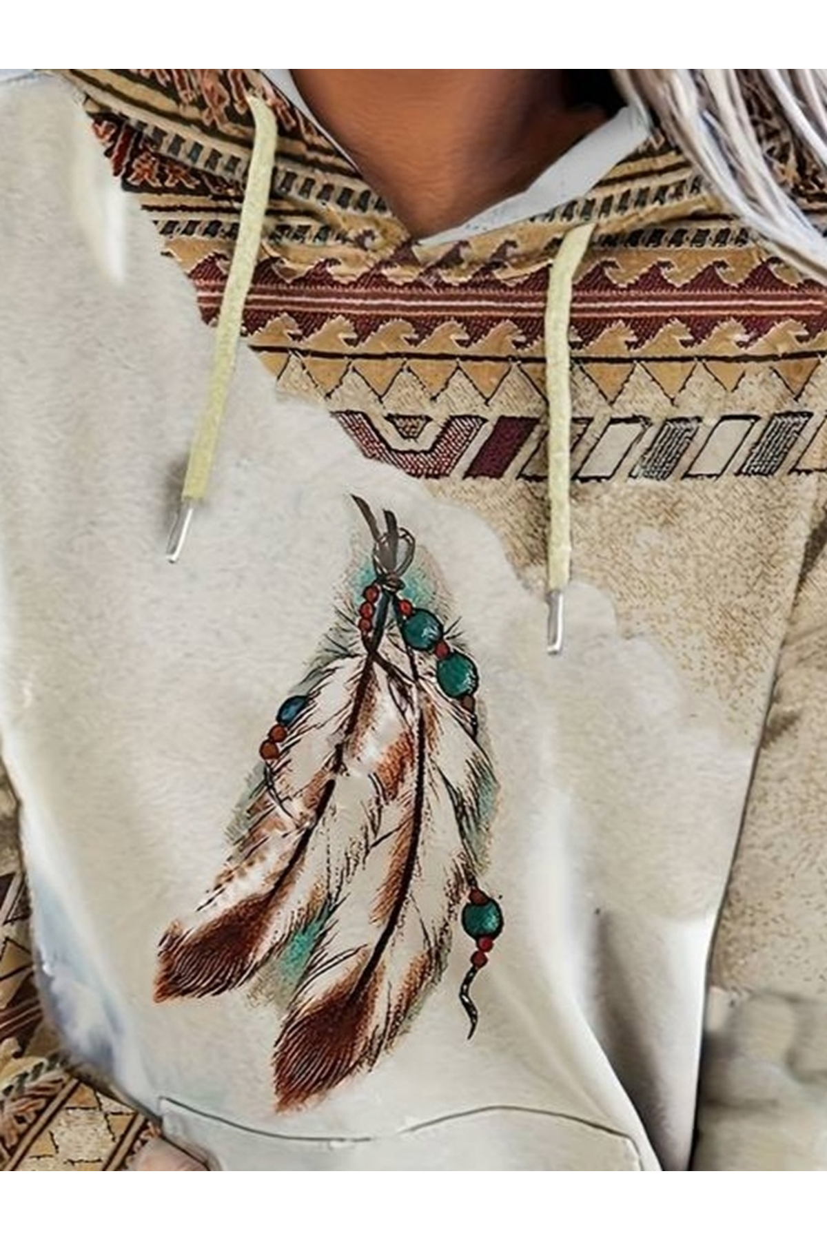 Kadın Uzun Kollu Kapşonlu Bağcıklı şardonlu Dalgıç Bluz