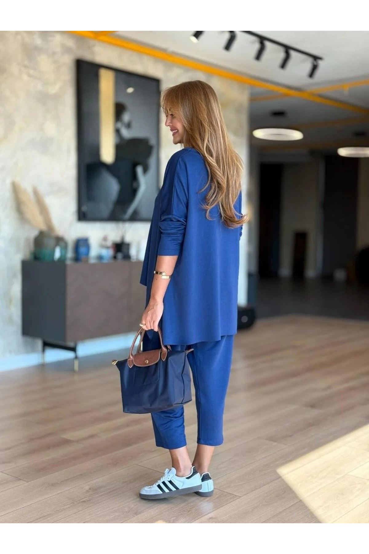 Kadın Iki Iplik Viskon Pamuk Kumaş Arma Detaylı Ikili Takım