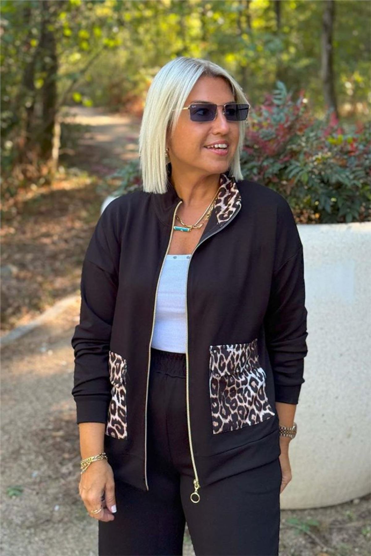 Kadın Uzun Kollu Lepoar Cep Detay Modal Kumaş Ikili Takım