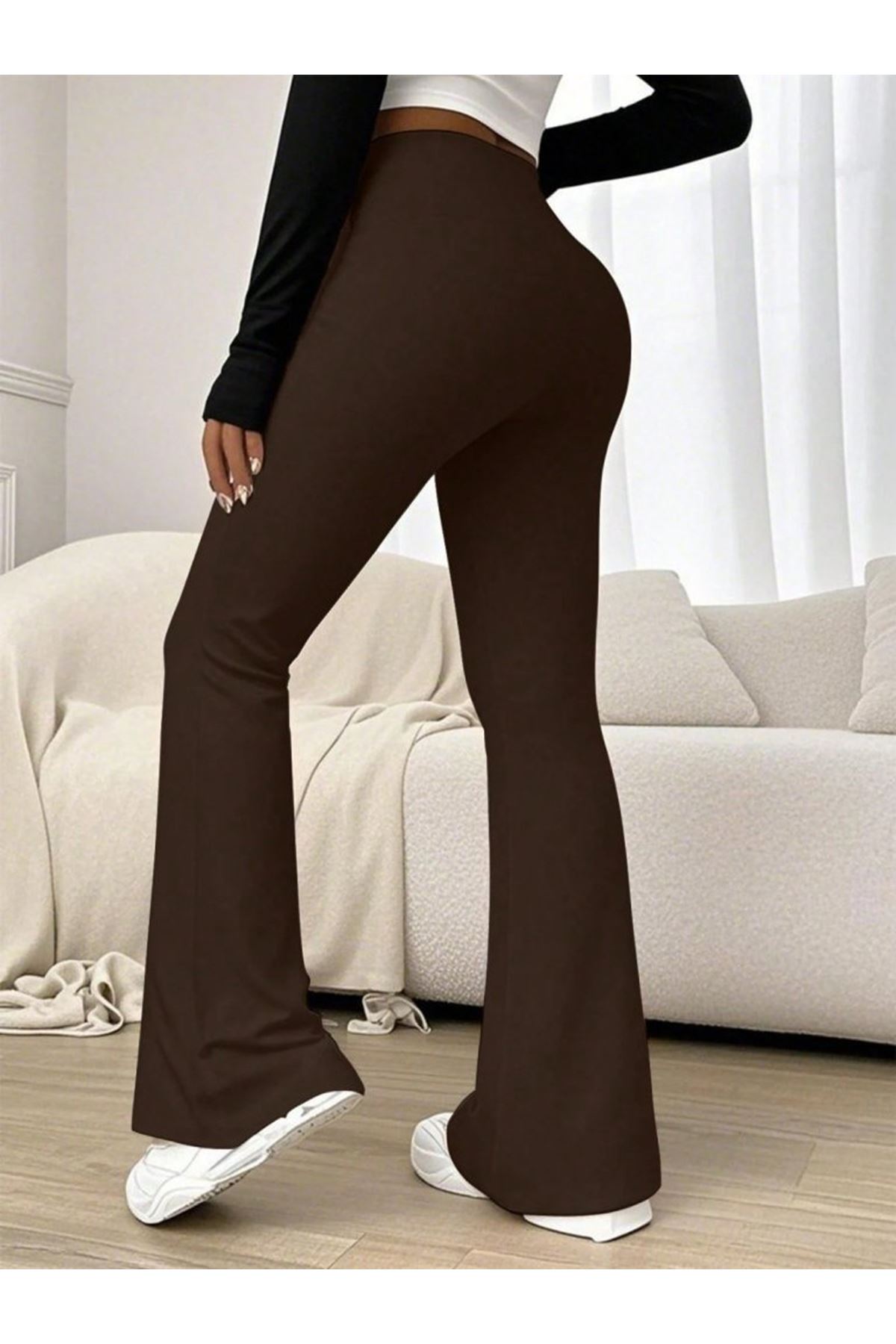 Kadın Yüksek Bel Ispanyol Paçalı Pantolon Tayt