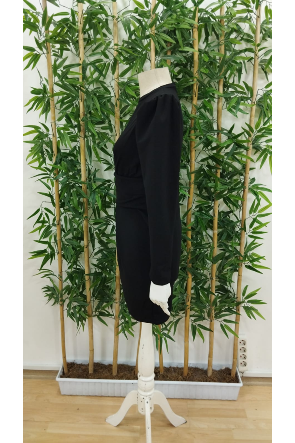 Kadın Uzun Kollu Bisiklet Yaka Bel Kemer Detay Ithal Krep Elbise