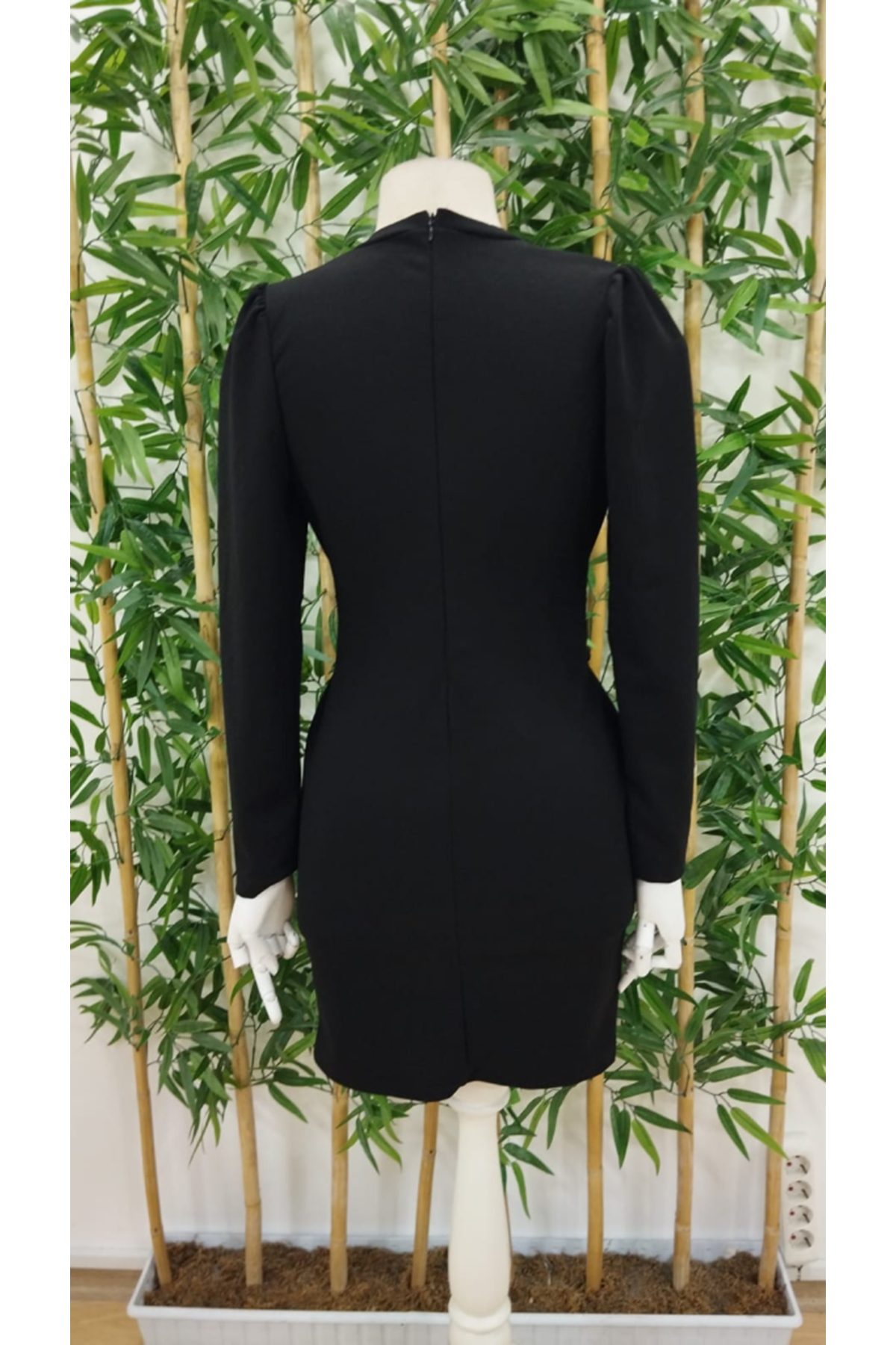 Kadın Uzun Kollu Bisiklet Yaka Bel Kemer Detay Ithal Krep Elbise