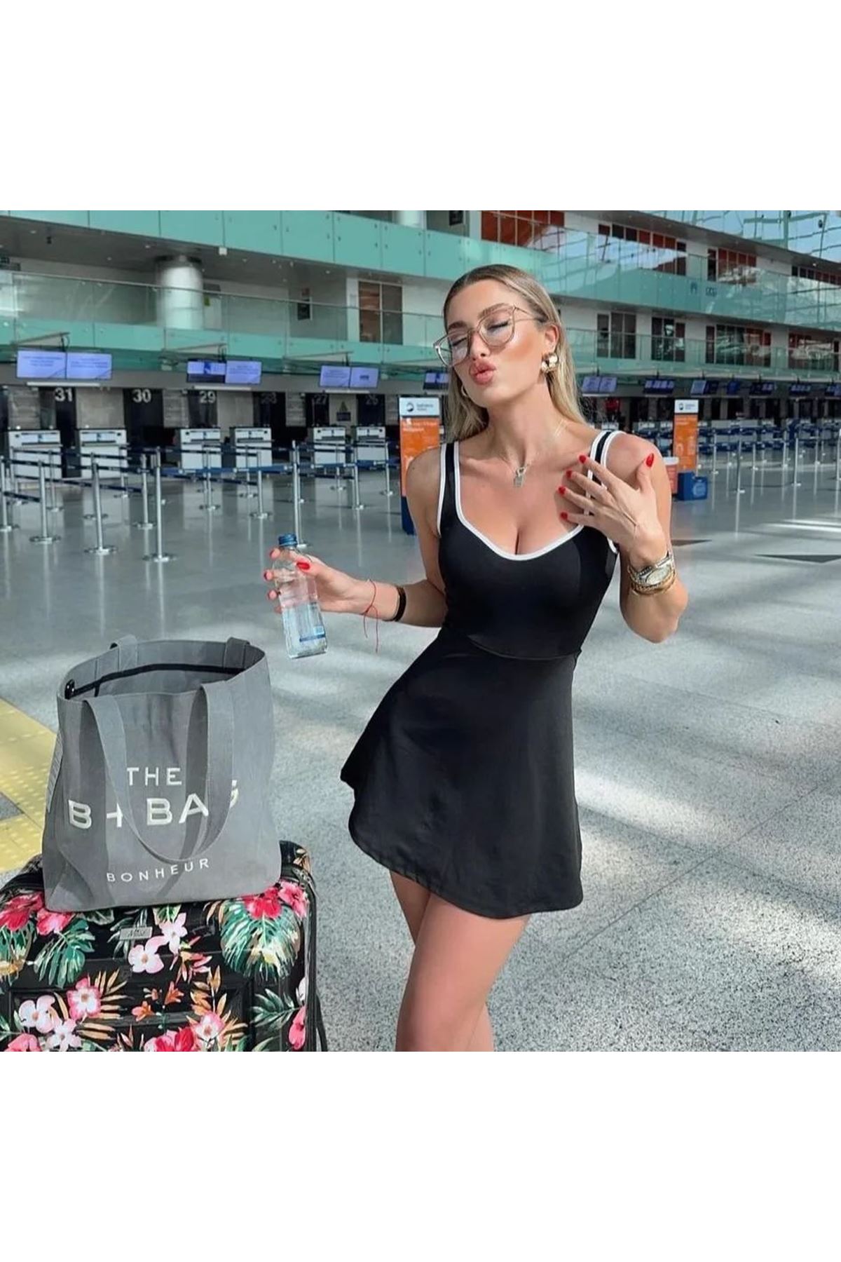 Kadın Modal Kumaş Askılı şortlu Elbise