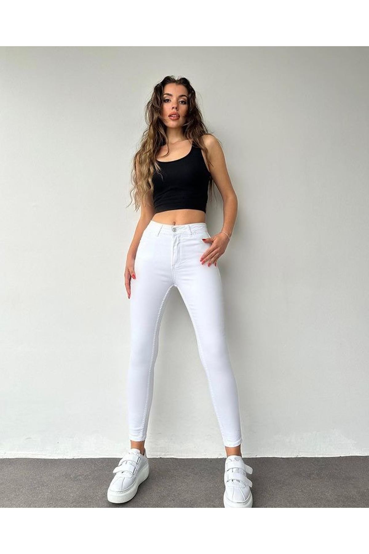 Gabardin Kumaş Yüksek Bel Pantolon 94cm XLbel36cm