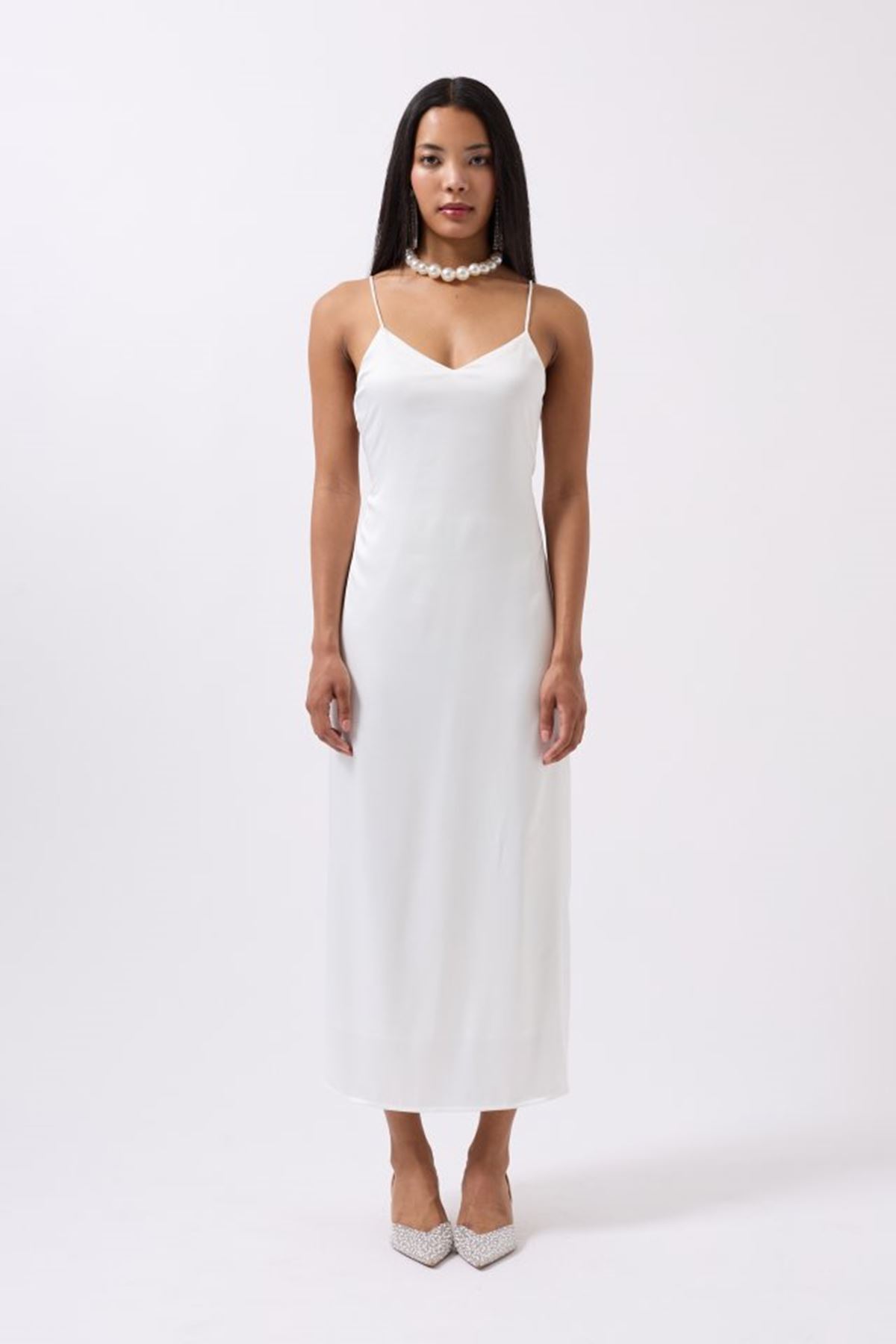 Saten İnce Asklı Elbise