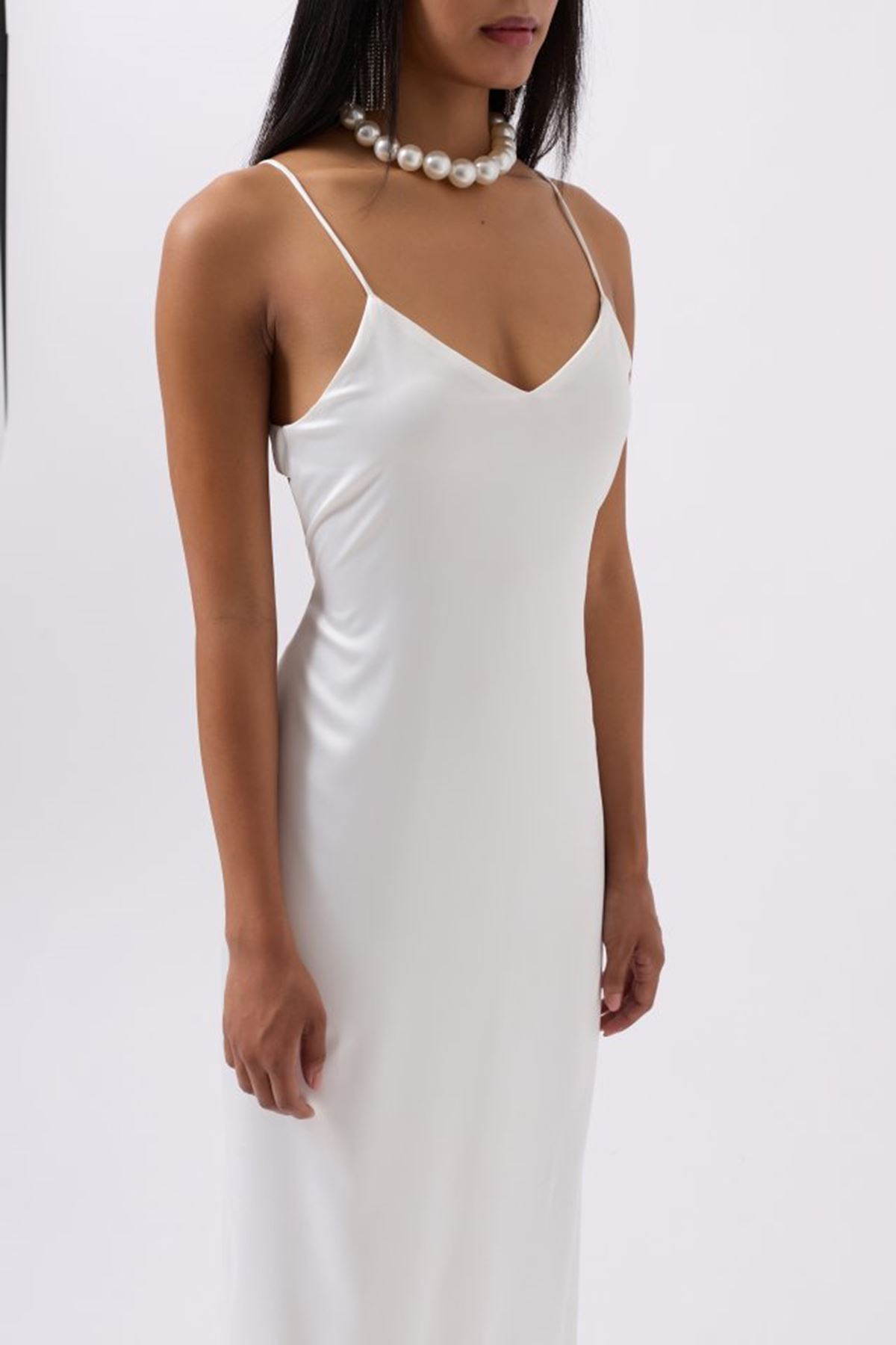 Saten İnce Asklı Elbise