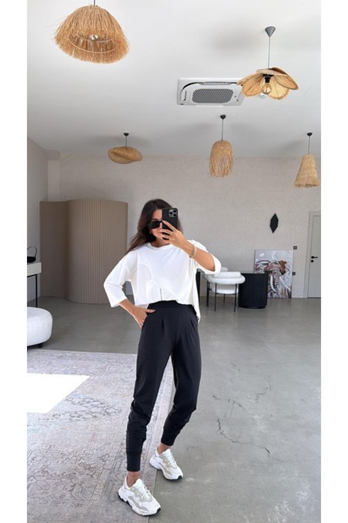 Kadın Scuba Modal Paça Manşet Pileli Pantolun