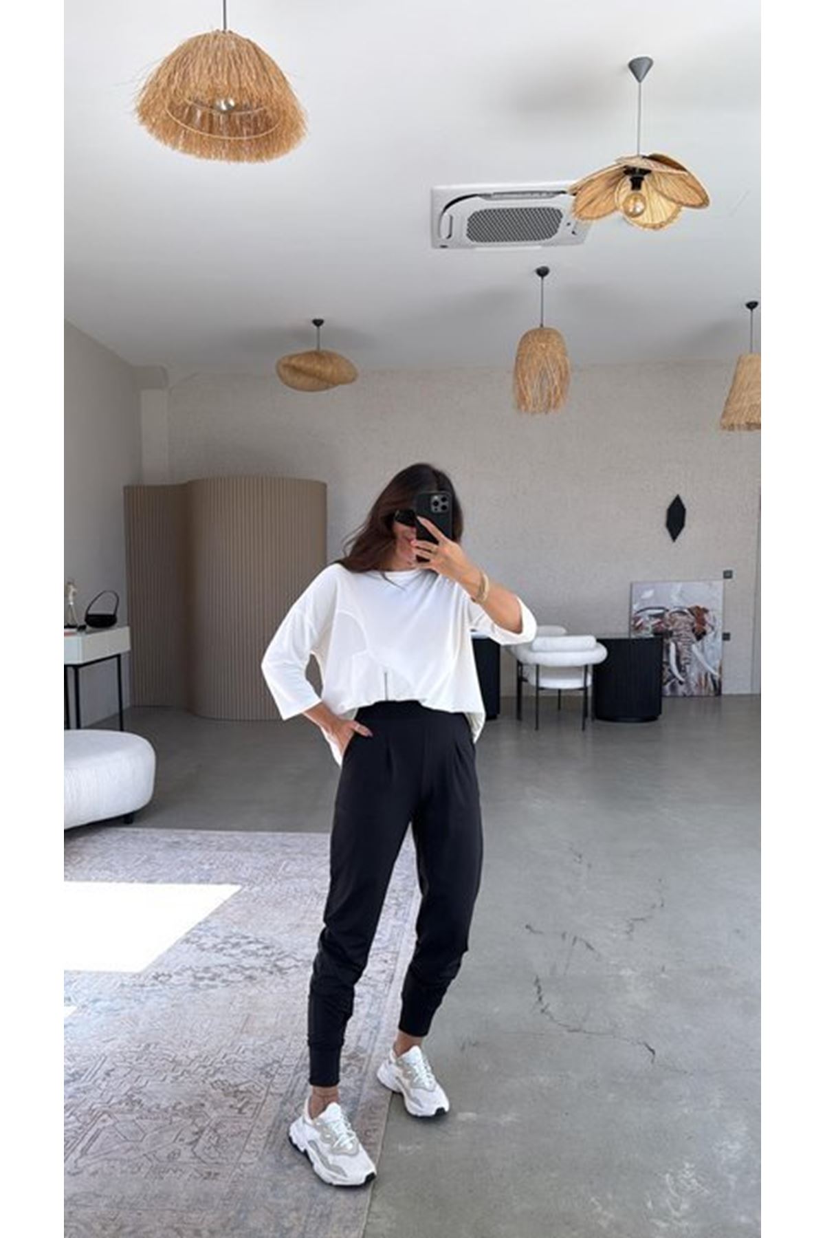 Kadın Scuba Modal Paça Manşet Pileli Pantolun