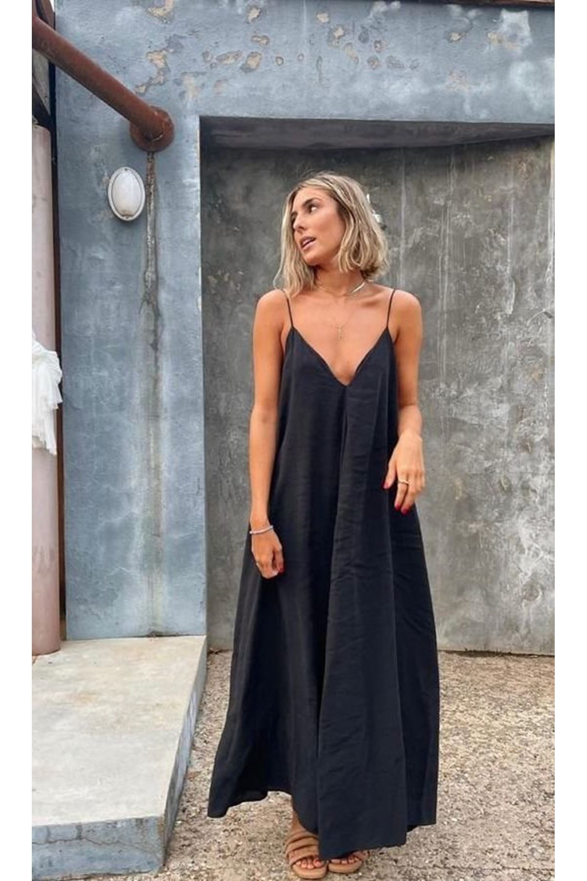 Kadın Ip Askılı Salaş Süprem Kumaş Elbise