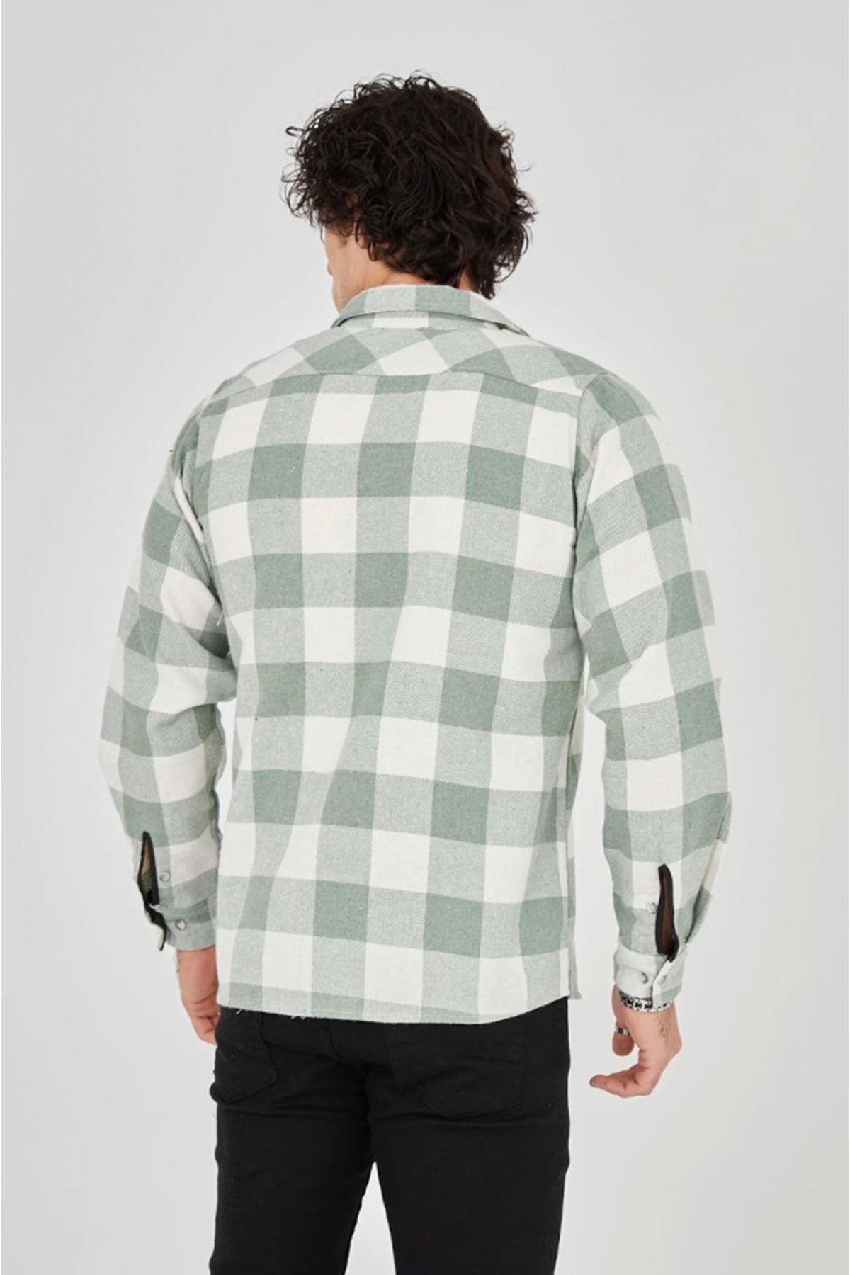 Erkek Uzun Kollu Oduncu Gömlek - Mint Yeşili