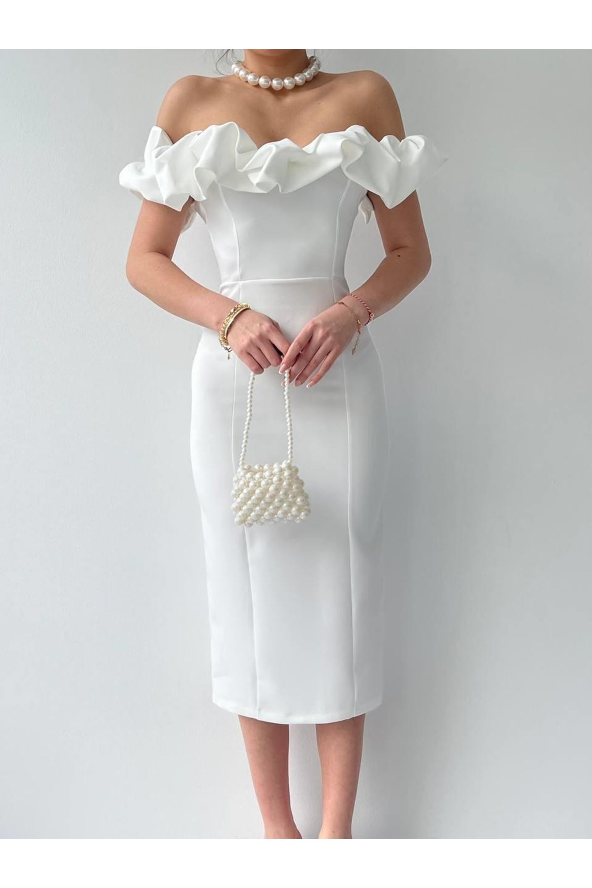 Popi Madonna Yaka Kalem Elbise