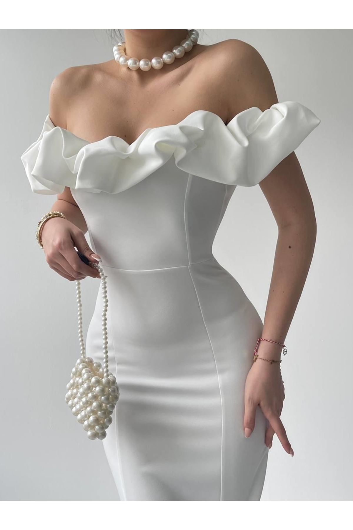 Popi Madonna Yaka Kalem Elbise