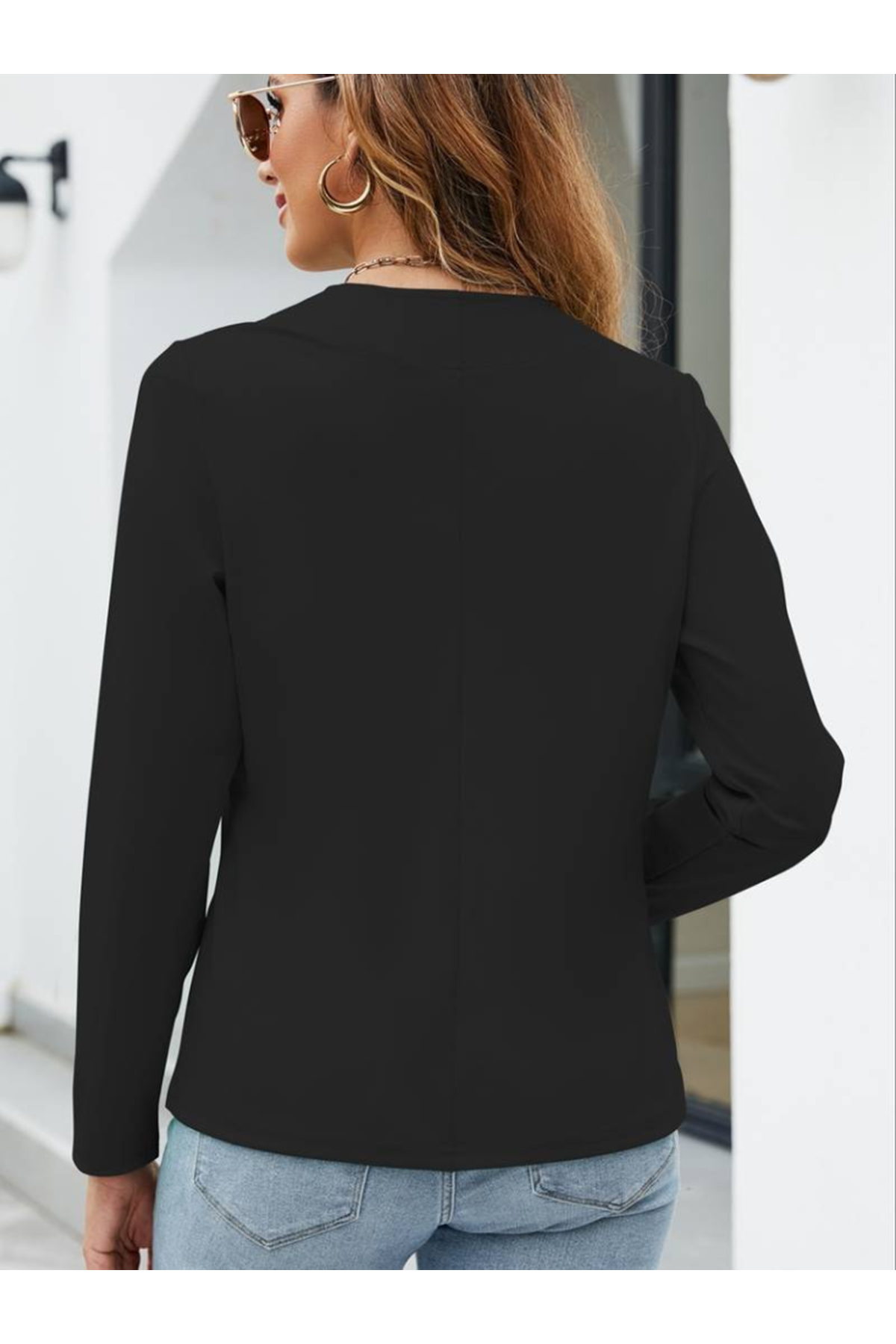 Kadın Uzun Kollu önü Açık Ithal Krep Blazer Ceket