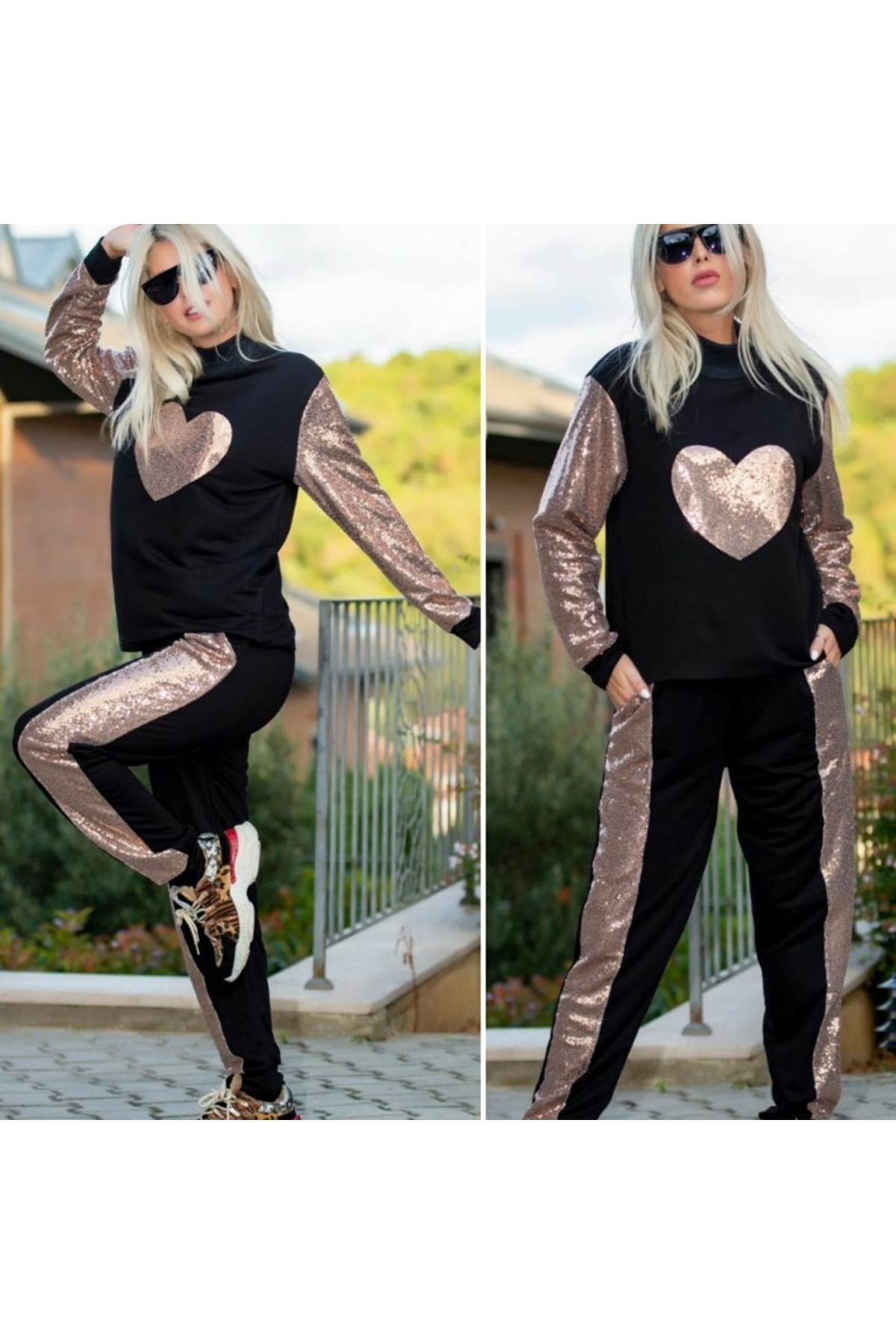 Kadın Uzun Kollu Yarım Balıkçı Yaka Pul Payet Detay Iki Iplik Ikili Takım