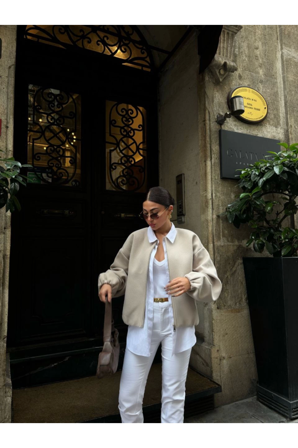 Kaşe Kaşmir Fermuarlı CEKET - Bej