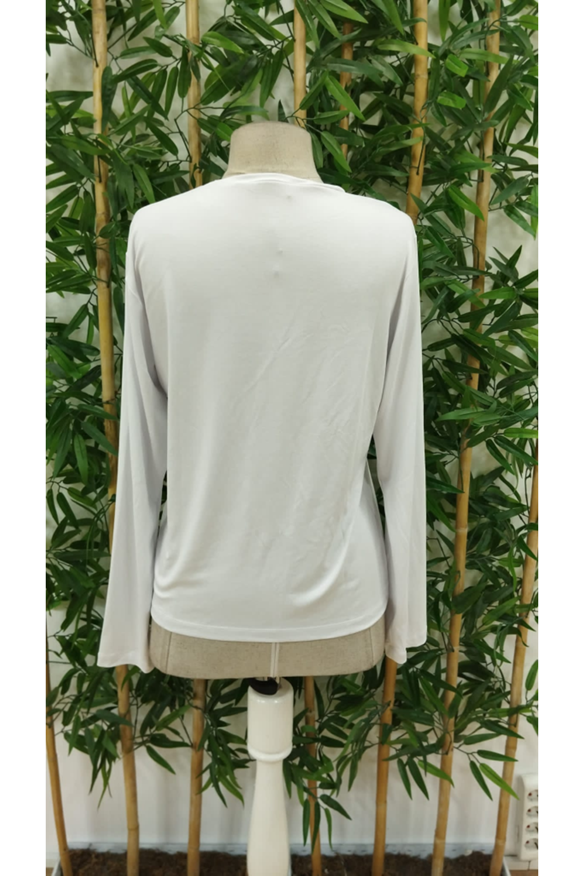 Kadın Uzun Kollu Bisiklet Yaka Ay Baskılı Viskon Bluz