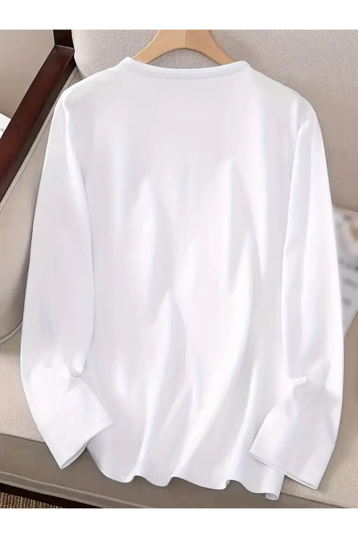 Kadın Uzun Kollu Bisiklet Yaka Ay Baskılı Viskon Bluz