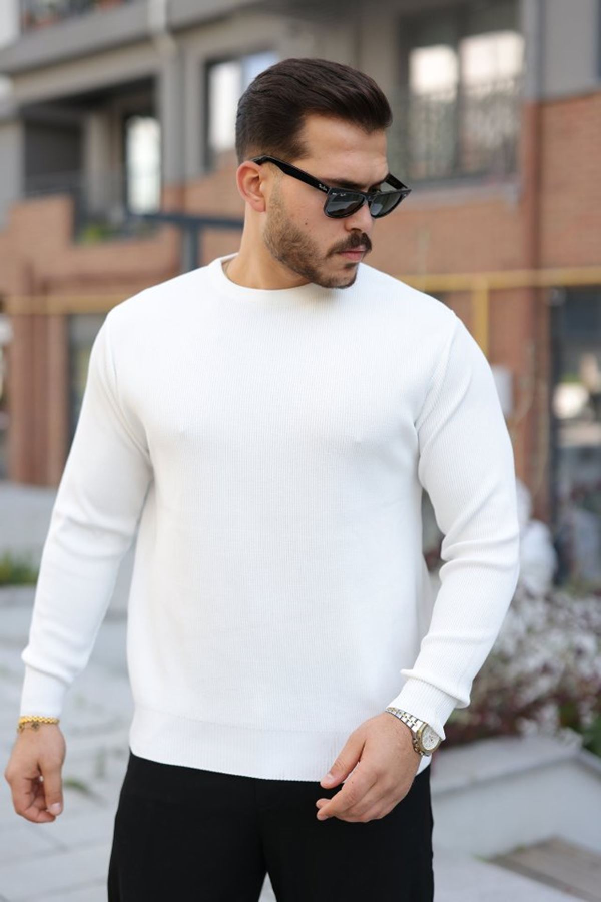 Erkek Selanik Örme Bisiklet Yaka Triko