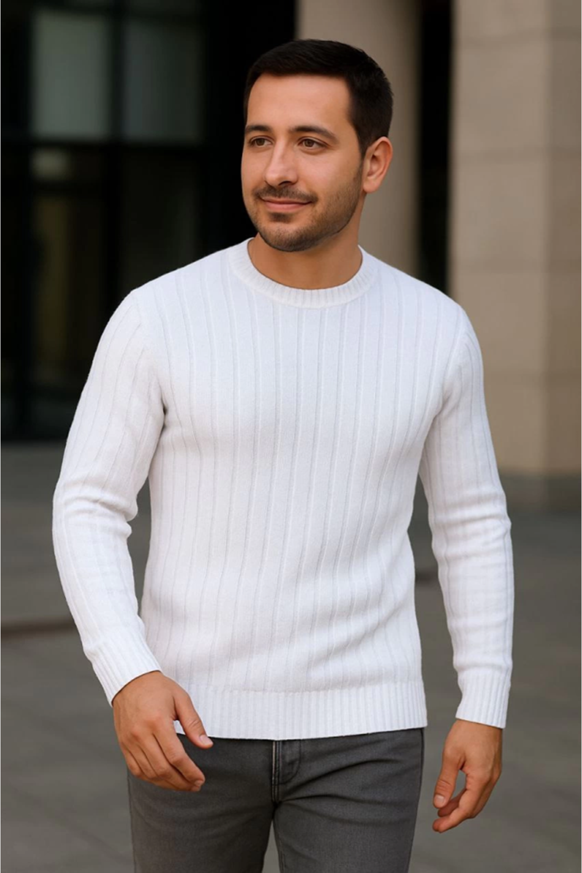 Erkek Fitilli Triko Kazak 3’lü Set – Beyaz, Gri, SiyahKalın Dokuma Pamuklu Regular Fit Bisiklet Yaka Uzun Kollu Kışlık Ve Baharlık Rahat Triko Kombini