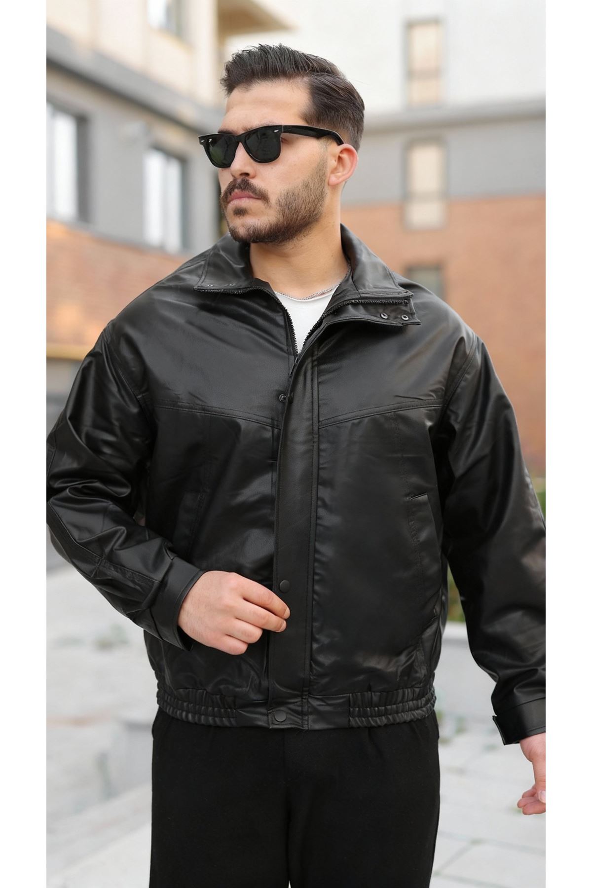 Erkek Içi Astarlı Oversize Deri Ceket