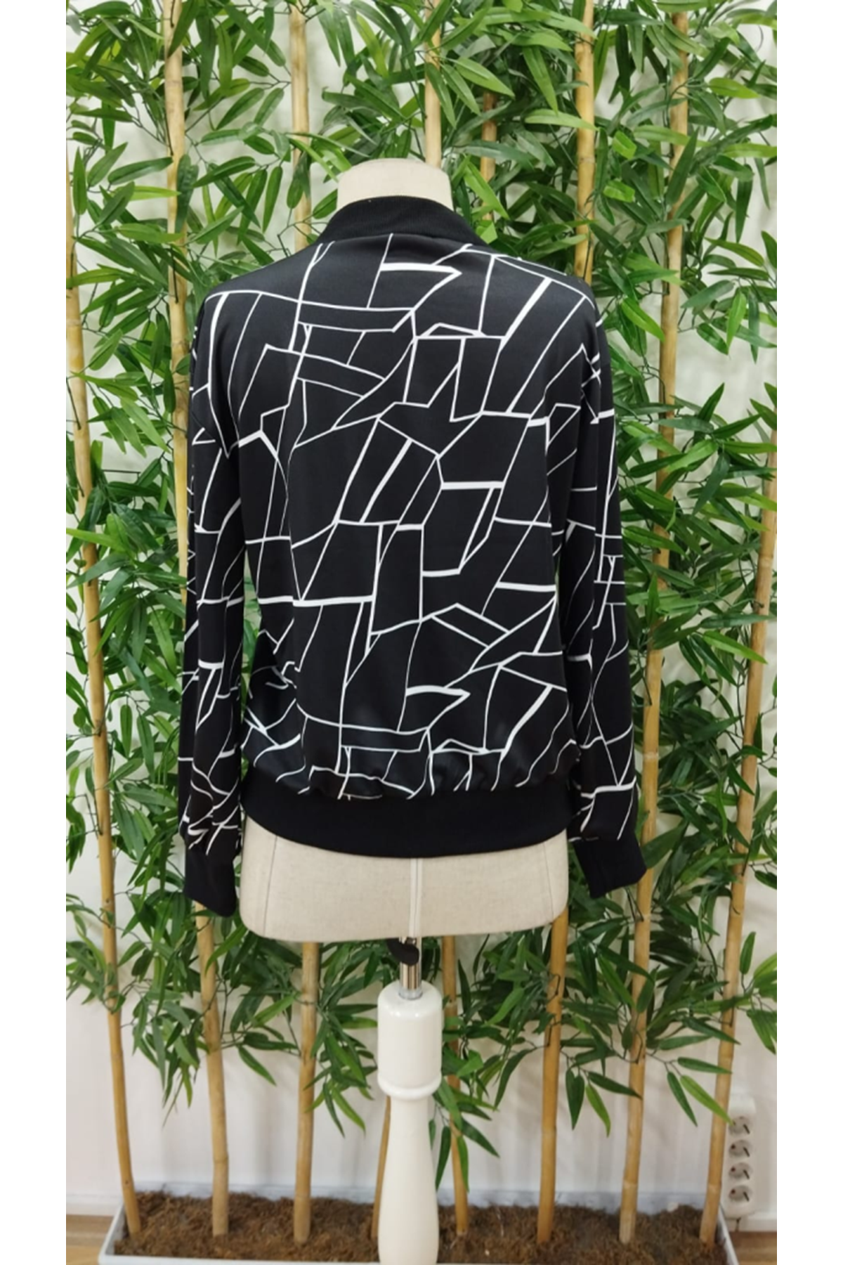 Kadın Uzun Kollu Baskılı Dalgıç Ceket