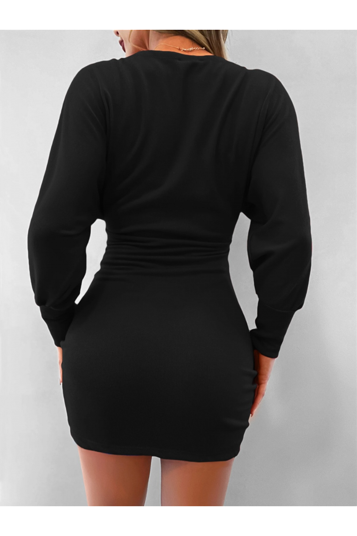 Kadın Uzun Kollu Omuzlar Açık Detay Triko Elbise