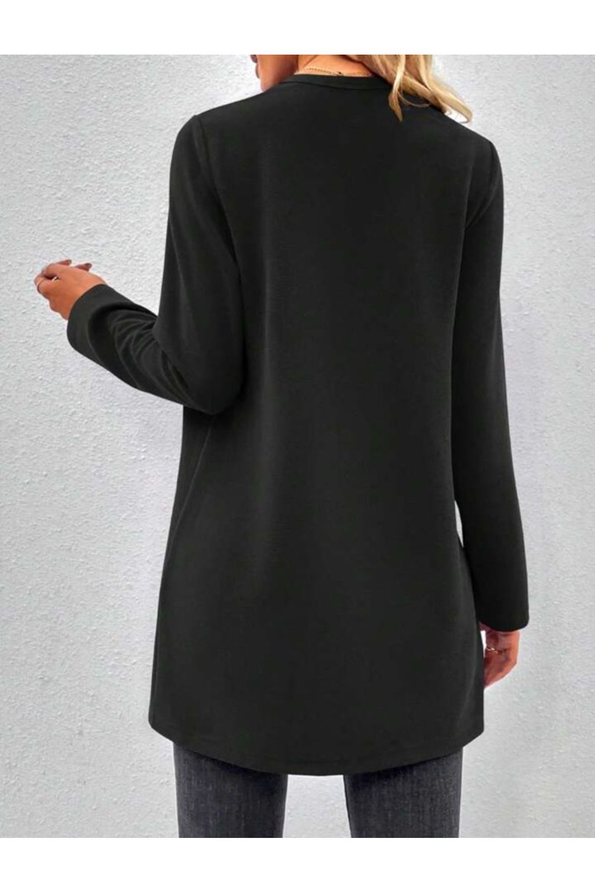 Kadın Uzun Kollu önü Açık Uzun Modal Ceket