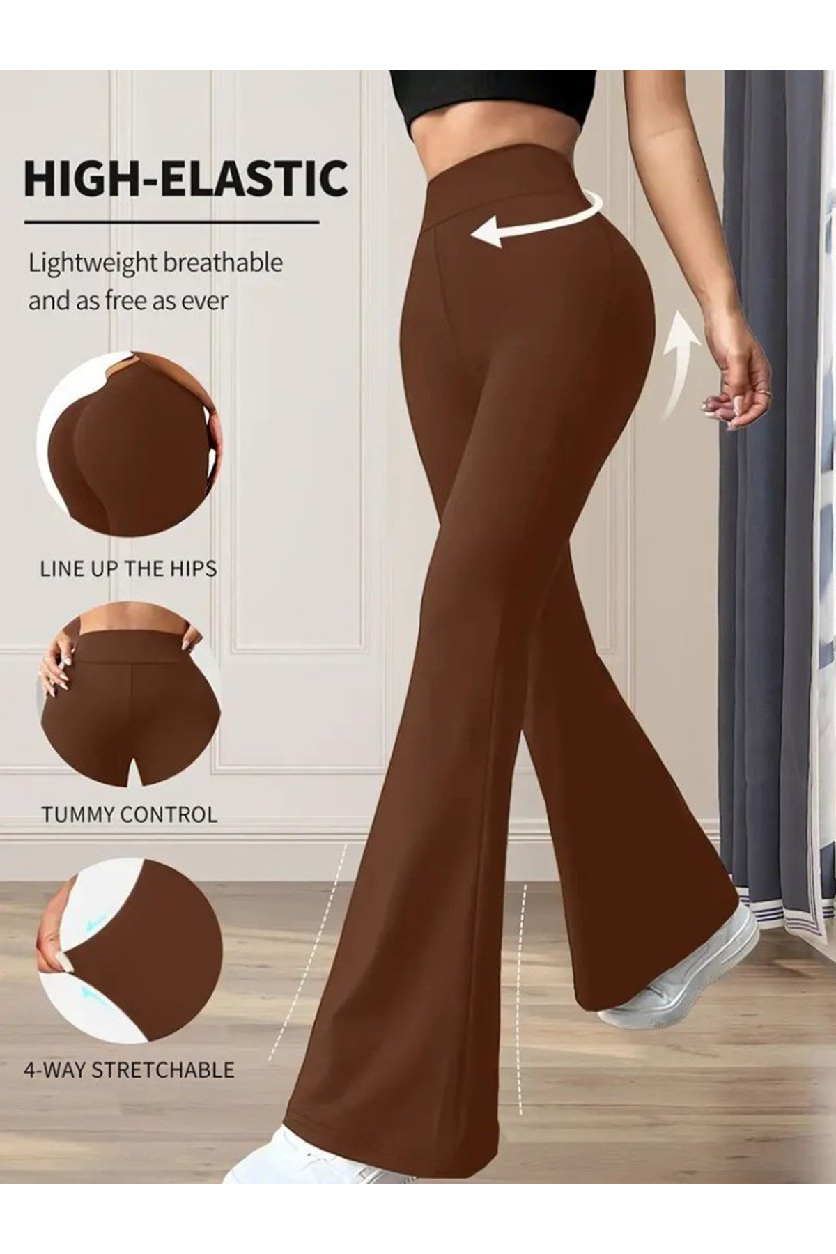 Kadın Yüksek Bel(lastikli) Geniş Paçalı Dalgıç Tayt