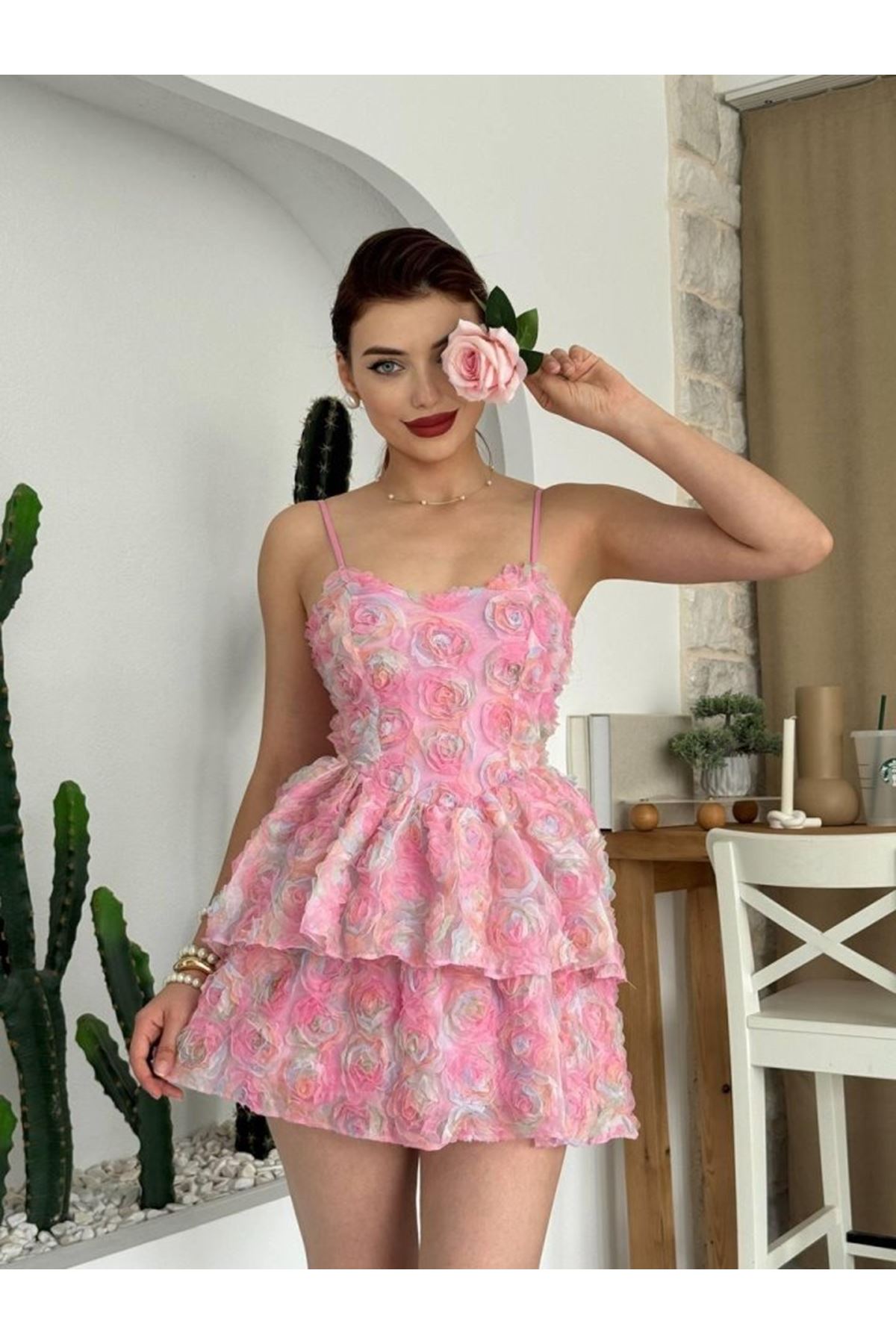 Flora İp Askılı Elbise