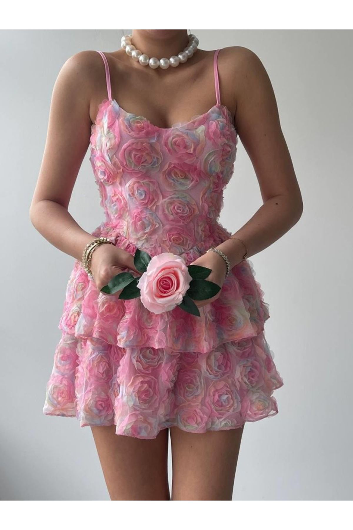 Flora İp Askılı Elbise