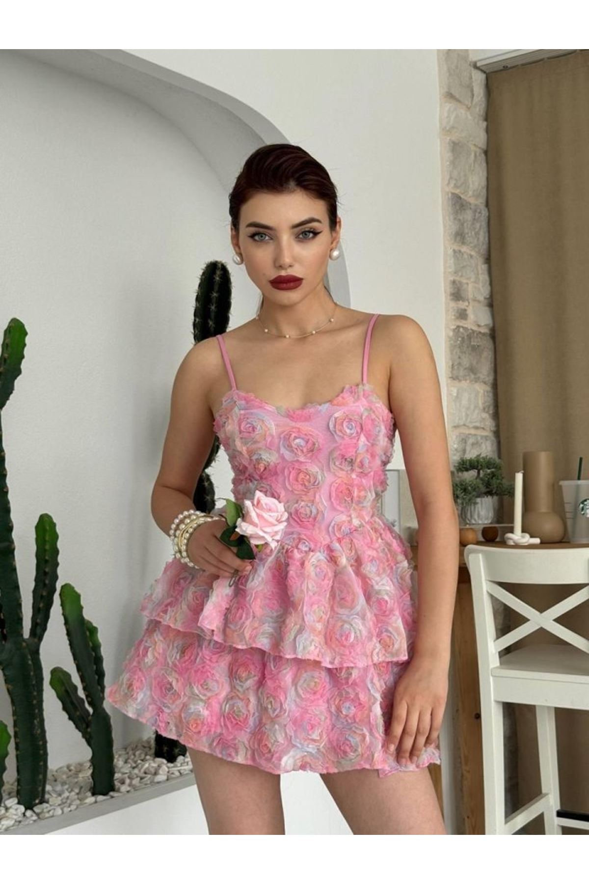 Flora İp Askılı Elbise