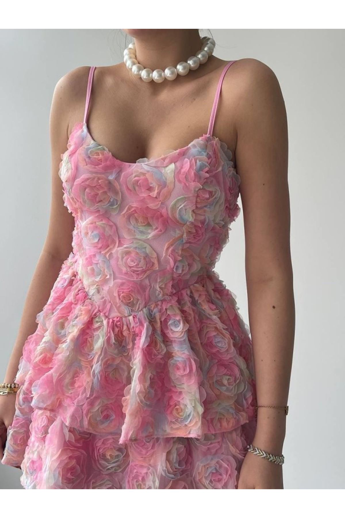 Flora İp Askılı Elbise