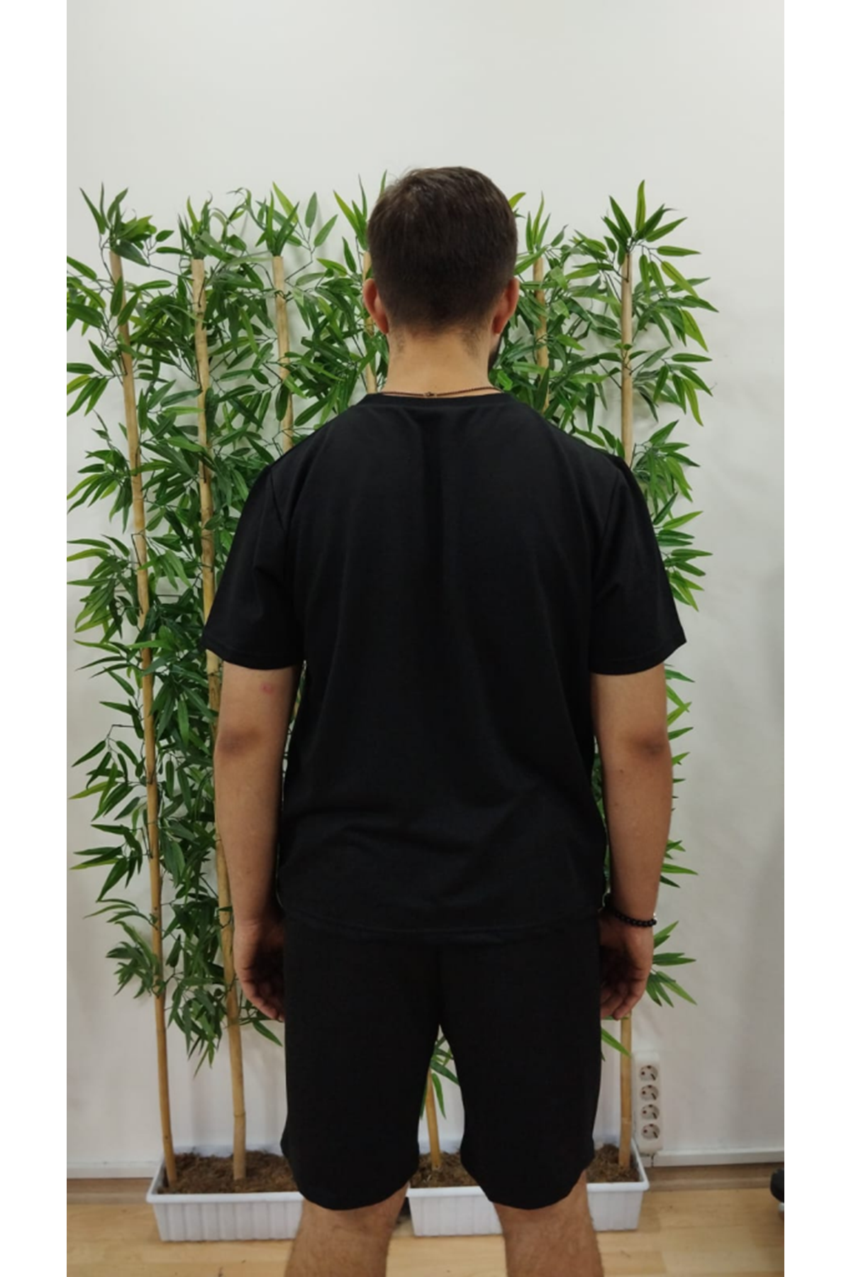 Erkek Kısa Kollu Bisiklet Yaka Baskılı Tişört Ipli Short Iki Iplik Takım