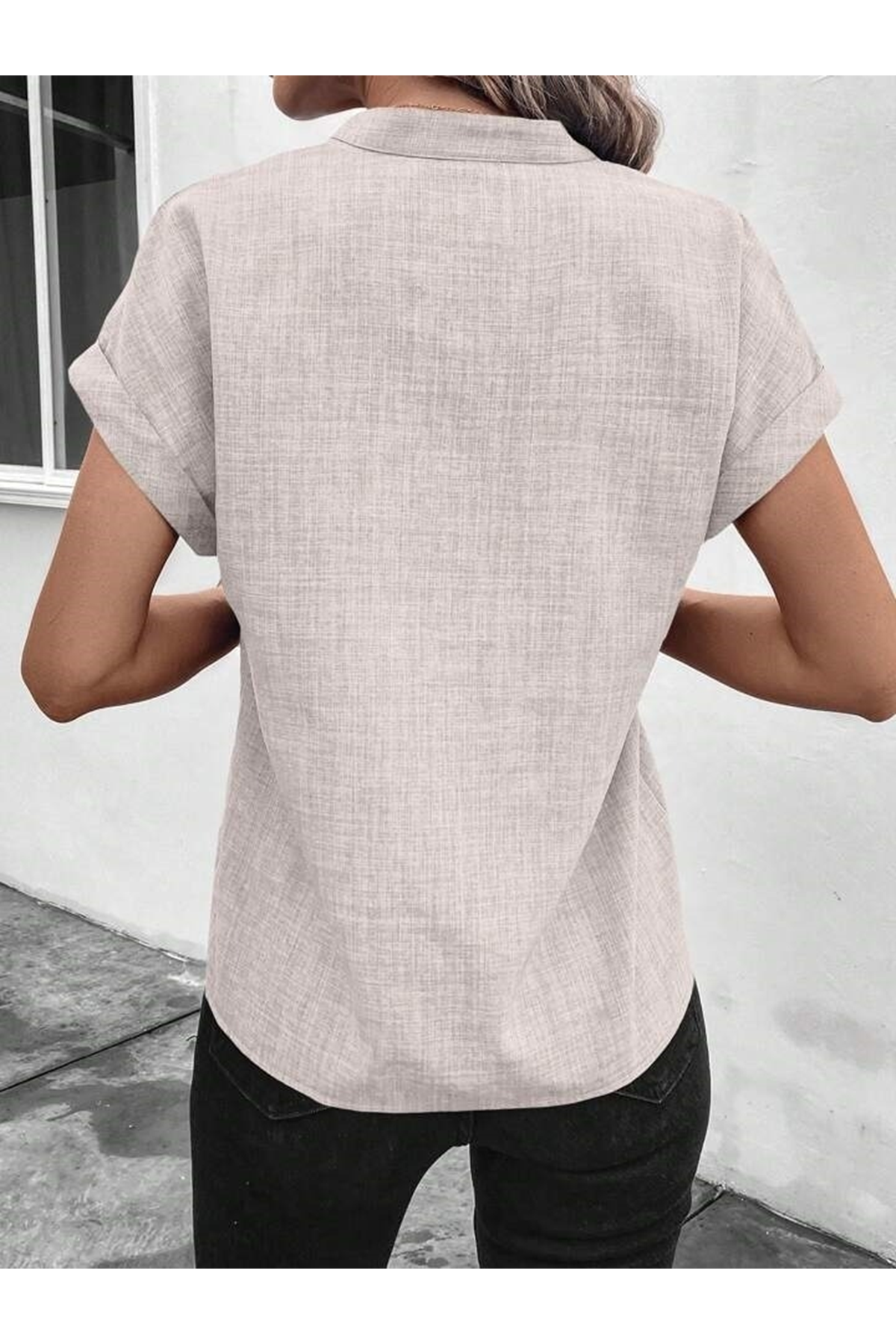 Kadın Kısa Kollu Hakim Yaka Sofya Bluz
