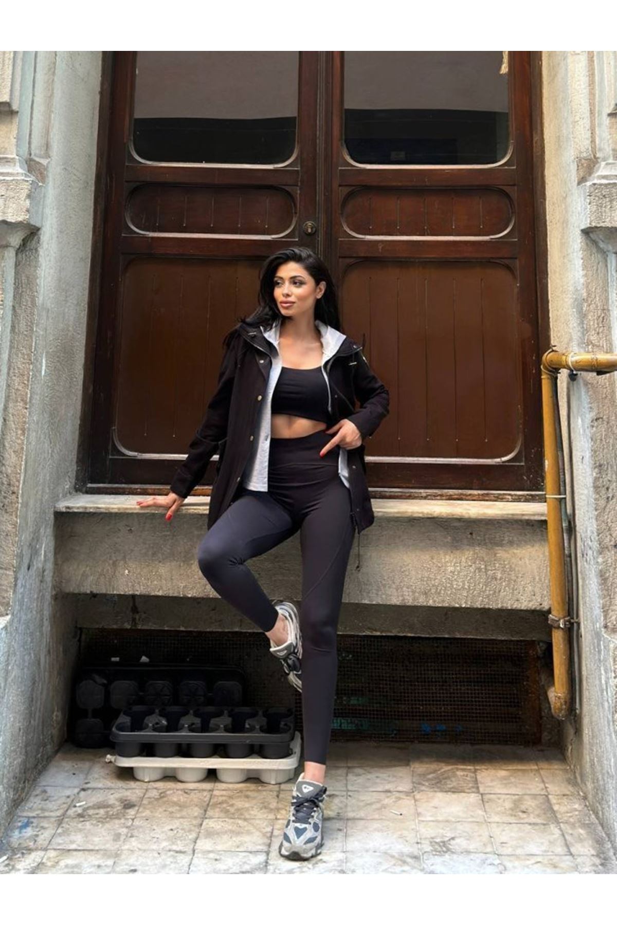 Kadın Ek Parça Kapüşon Kol Arma Detay Gabardin Ceket