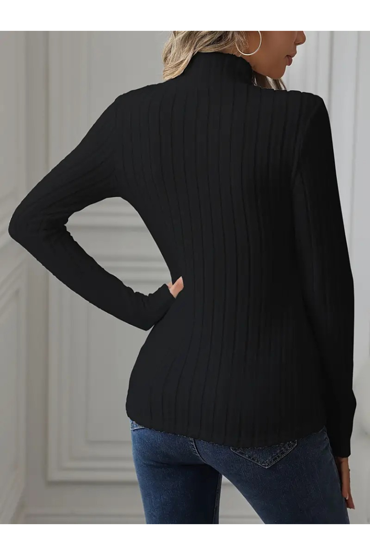 Kadın Uzun Kollu Balıkçı Yaka şardonlu Kaşkorse Bluz