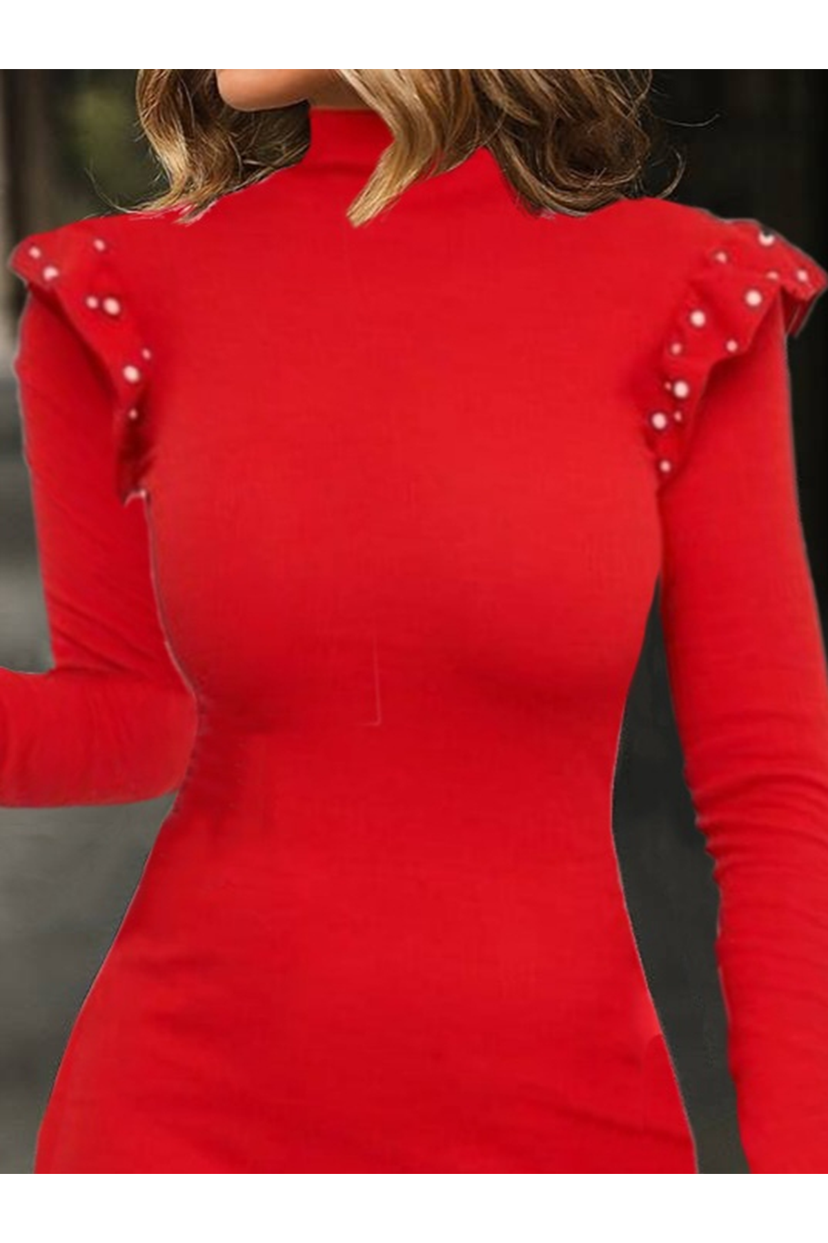 Omuz Inci Detay Kaşkorse Elbise