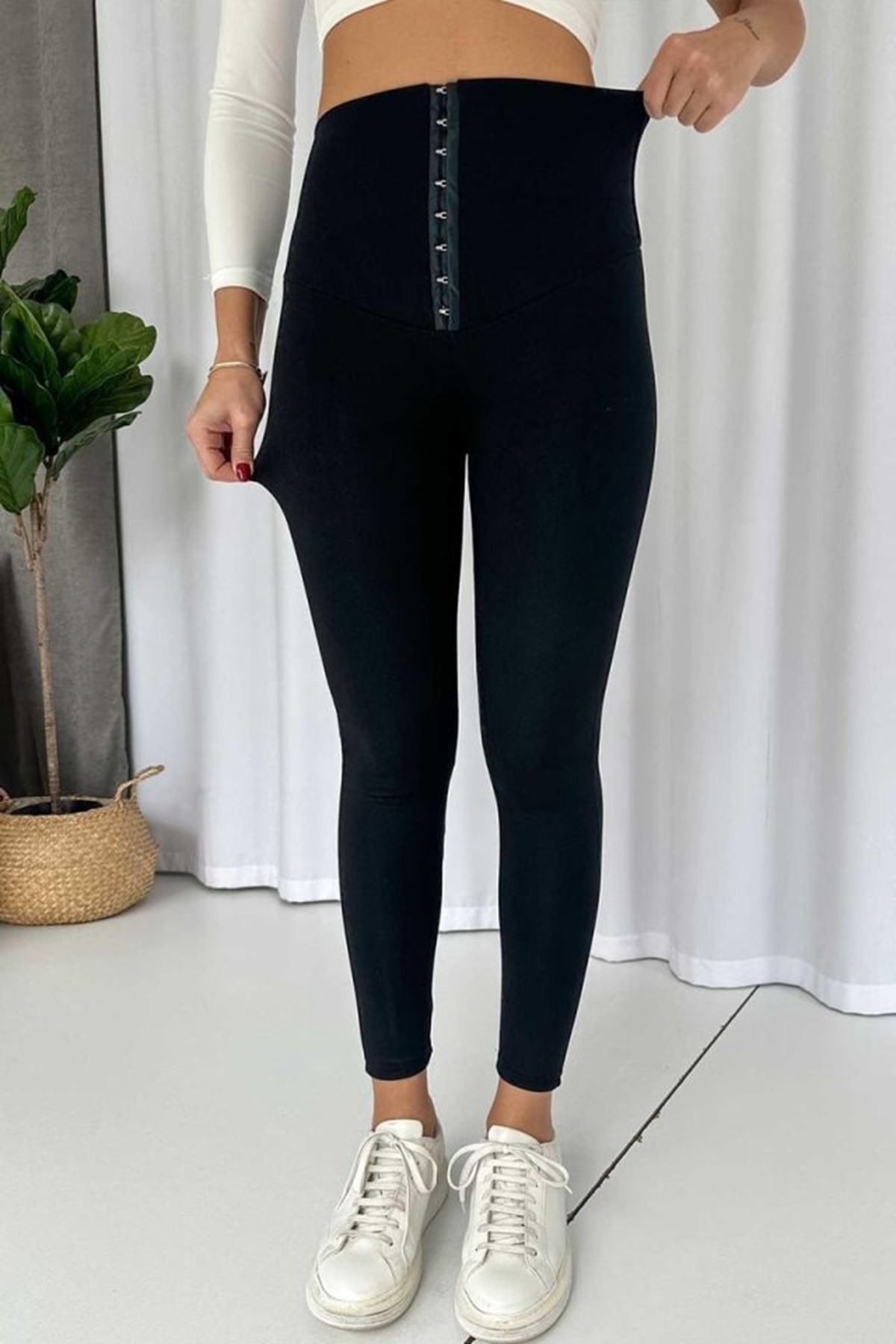 Kadın Yüksek Bel Korse Ve Kopça Detay çelik Toparlayıcı Tayt