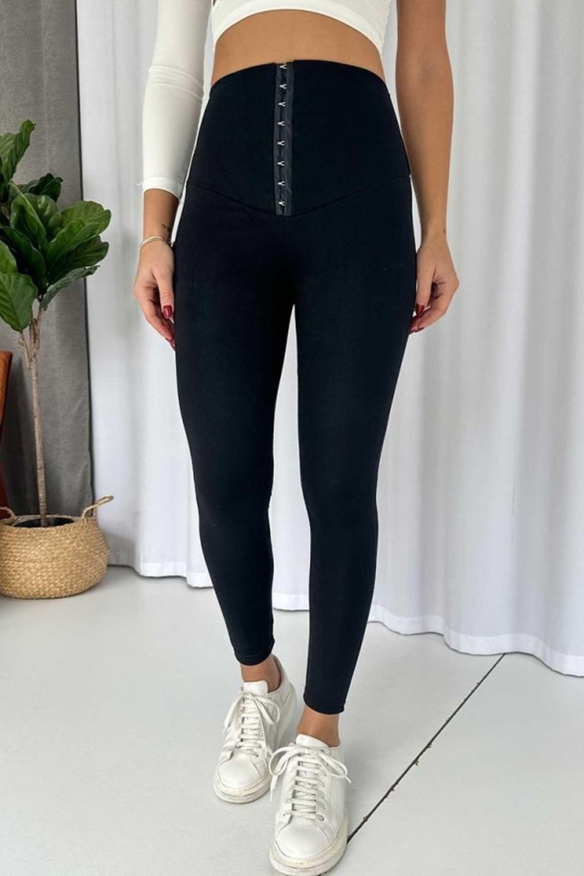 Kadın Yüksek Bel Korse Ve Kopça Detay çelik Toparlayıcı Tayt