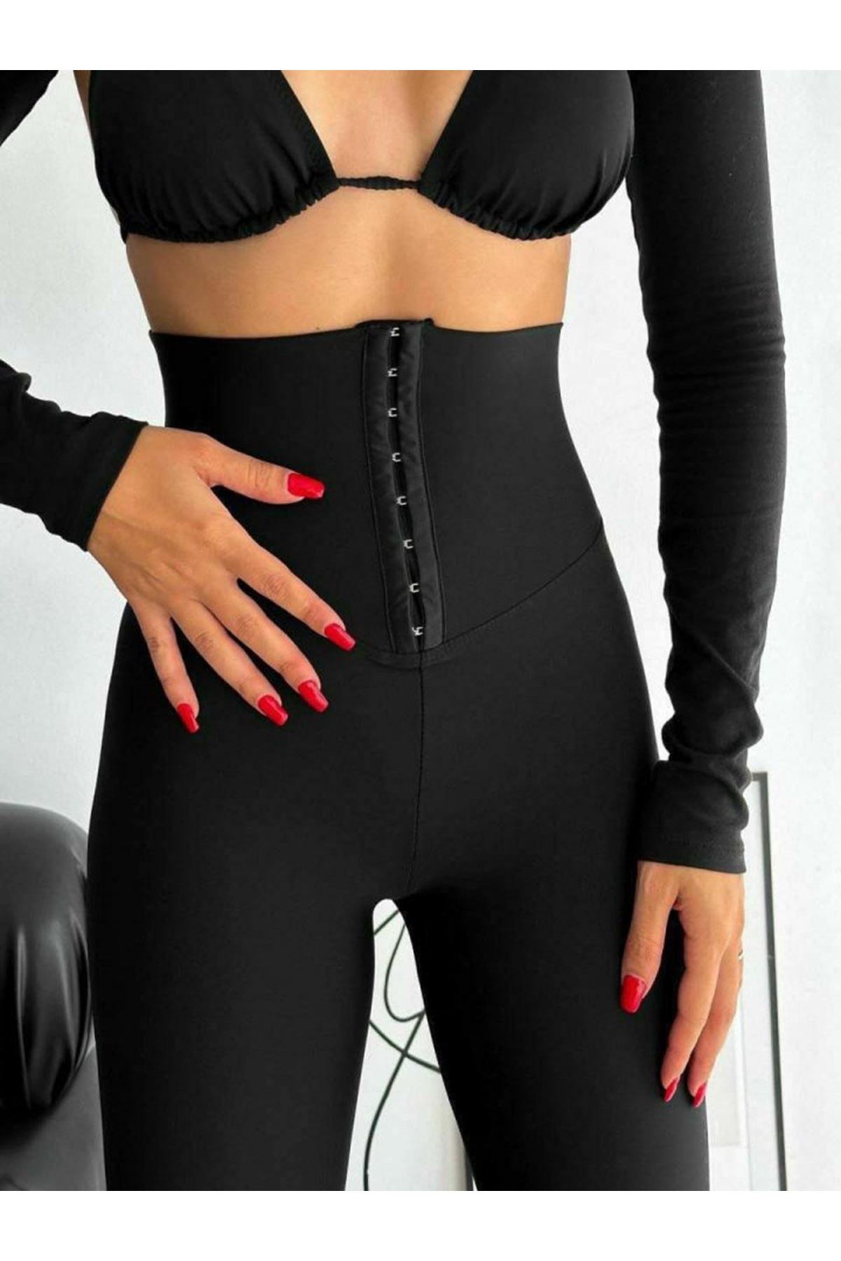 Kadın Yüksek Bel Korse Ve Kopça Detay çelik Toparlayıcı Tayt