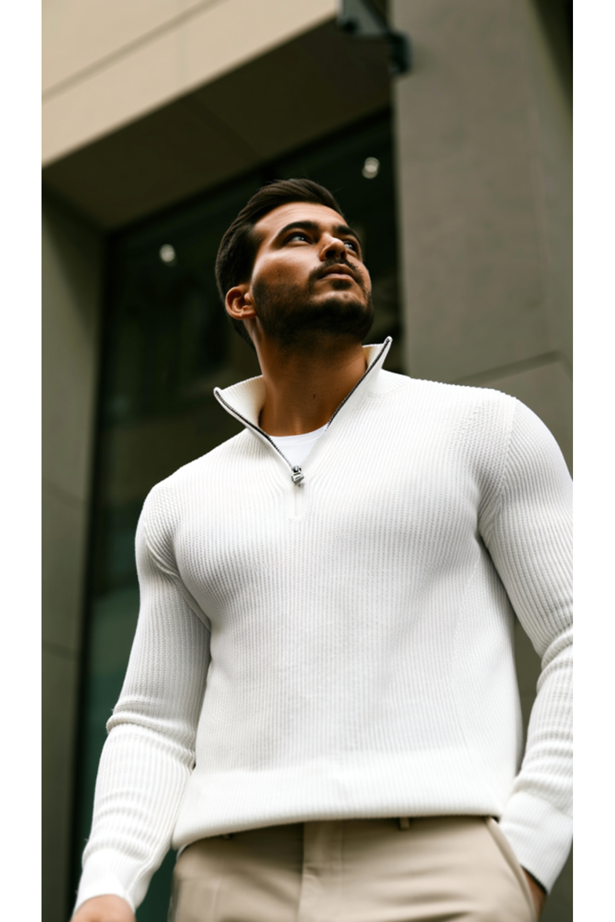 Erkek Balıkçı Zip Yaka Uzun Kollu Triko