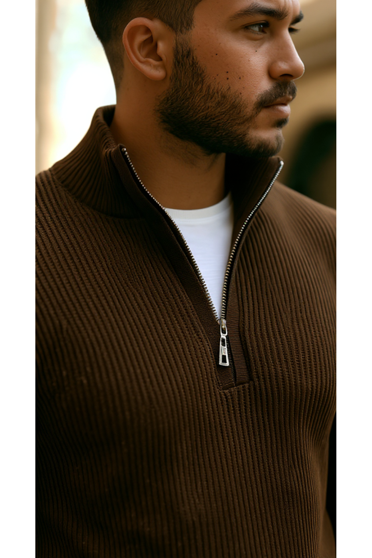 Erkek Balıkçı Zip Yaka Uzun Kollu Triko