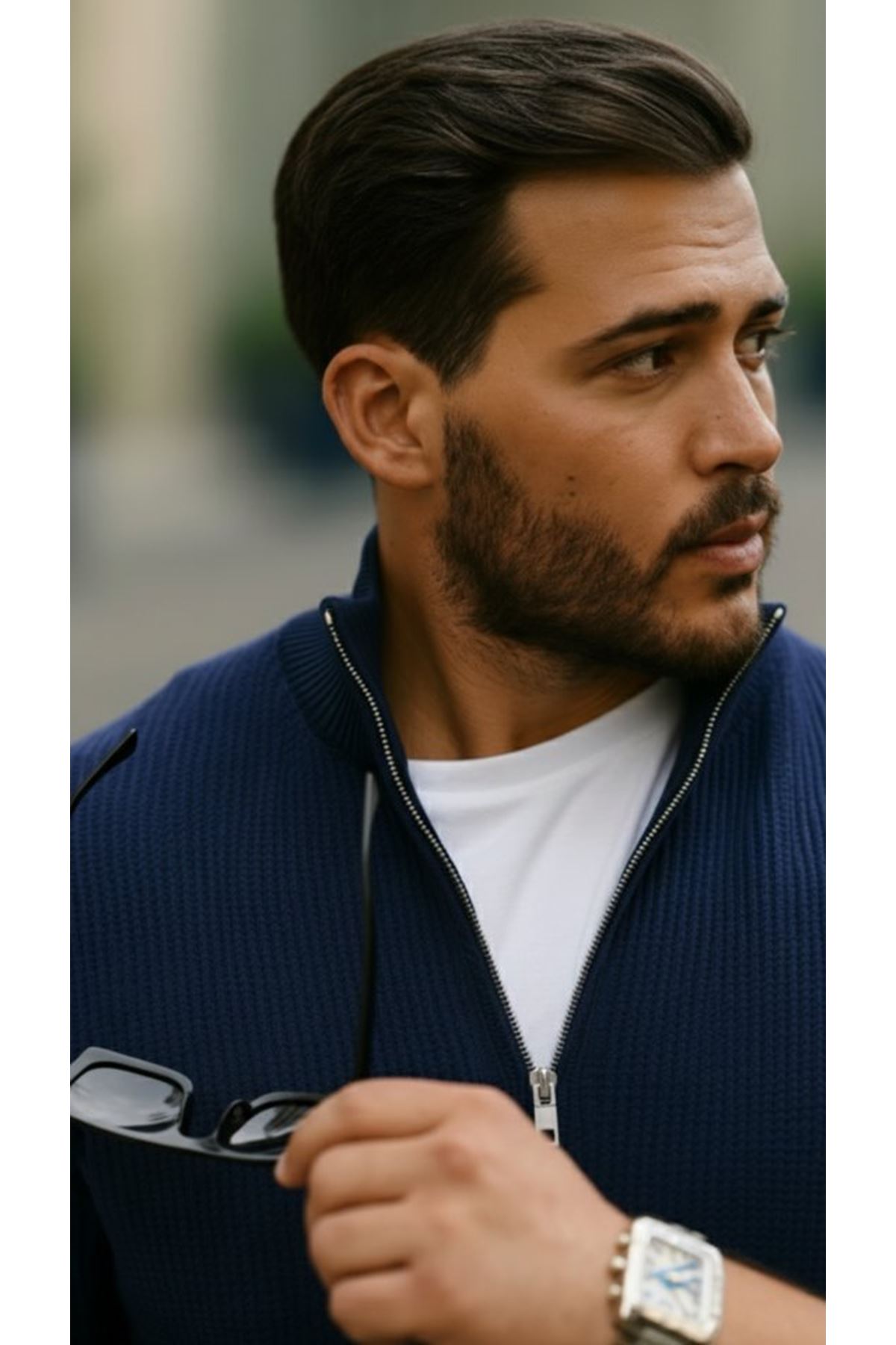 Erkek Balıkçı Zip Yaka Uzun Kollu Triko