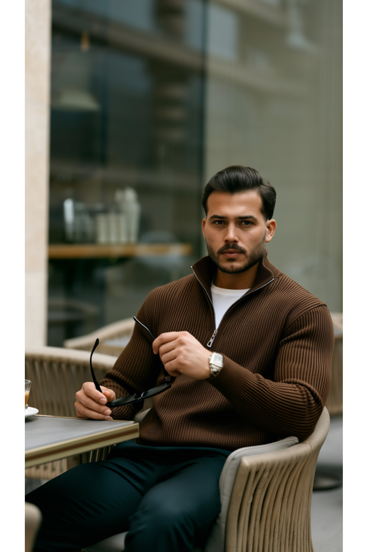 Erkek Balıkçı Zip Yaka Uzun Kollu Triko