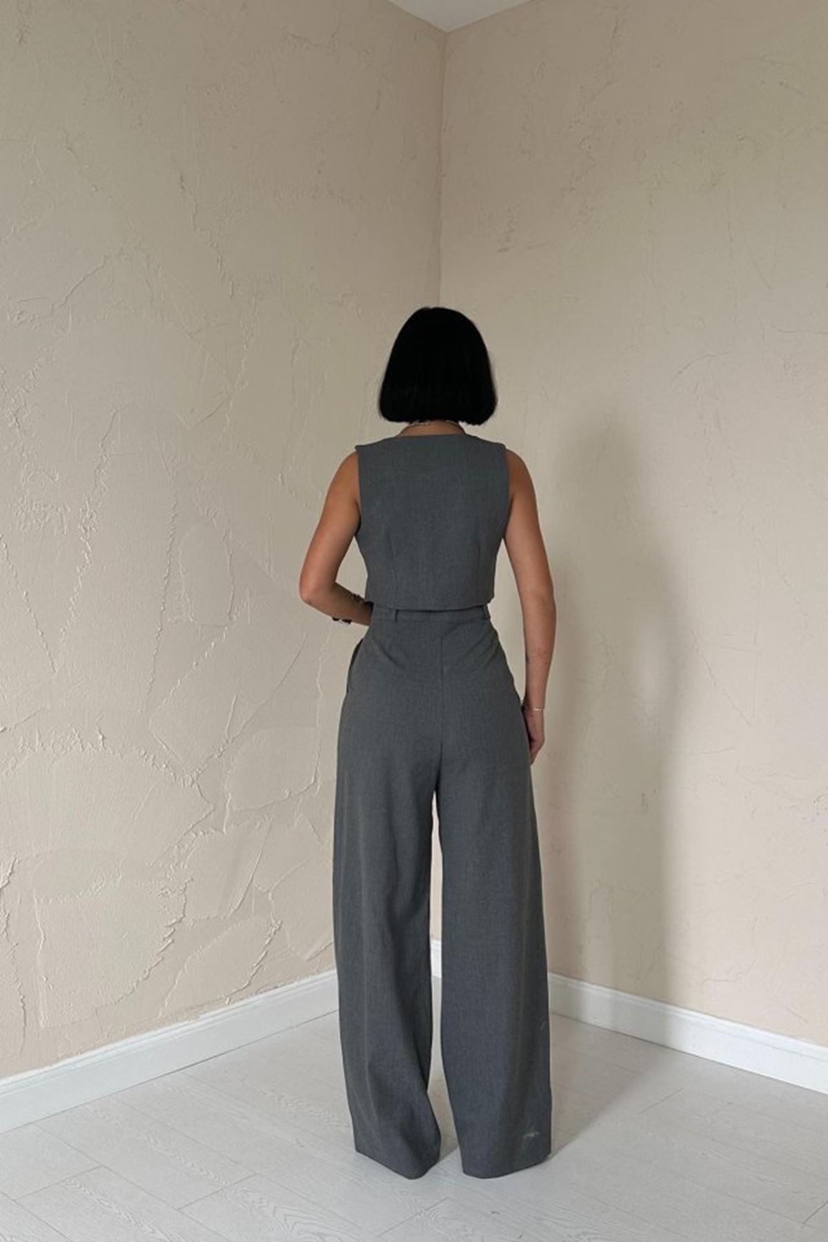 Antrasit Klas Ceket Ve Yelek Ve Pantolon Takım